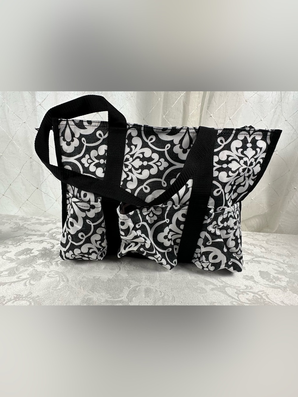 thirty-one Black and White Damask Utility Tote